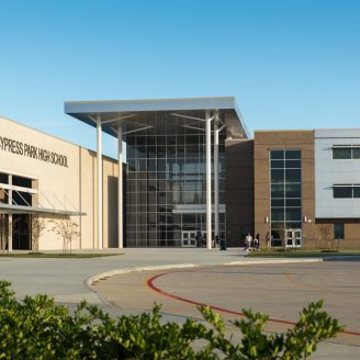 Exterior of Cypress Park High School, part of the top-rated Cypress-Fairbanks ISD serving Brohn Homes families.