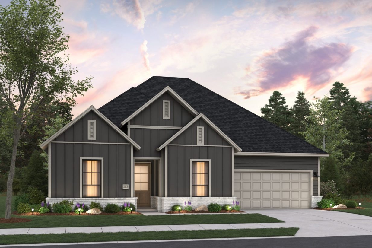 Image of a brown one story home rendering