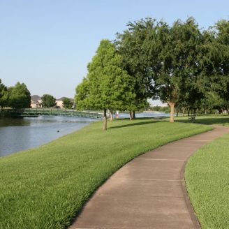 Sugar Land, Texas scenic parks with walking trails, waterfront features, and green spaces—outdoor recreation for new home residents near Houston